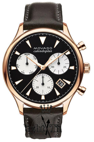  Shop Authentic Movado Heritage Calendoplan Chronograph Black Dial Brown Leather Strap Watch for Men - 3650021 - Luxxuri