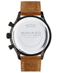 Movado Heritage Calendoplan Chronograph Black Dial Brown Leather Strap Watch for Men - 3650022
