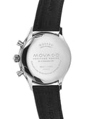 Movado Heritage Calendoplan Chronograph Silver Dial Black Leather Strap Watch for Men - 3650024