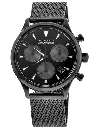 Shop Authentic Movado Heritage Calendoplan Chronograph Black Dial Grey Mesh Strap Watch for Men - 3650100 - Luxxuri
