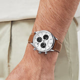  Shop Authentic Movado Heritage Calendoplan Chronograph White Dial Brown Leather Strap Watch for Men - 3650008 - Luxxuri