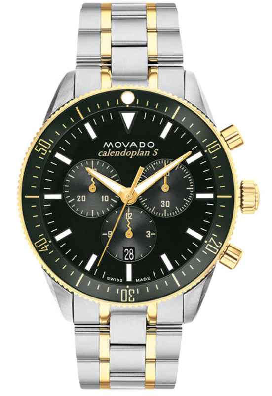  Shop Authentic Movado Heritage Calendoplan Chronograph Green Dial Two Tone Steel Strap Watch For Men - 3650167 - Luxxuri