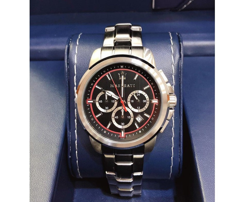  Shop Authentic Maserati Successo Chronograph Black Dial Silver Steel Strap Watch For Men - R8873621009 - Luxxuri