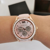  Shop Authentic Michael Kors Quartz Pink Dial Pink Silicone Strap Watch For Women - MK6946 - Luxxuri