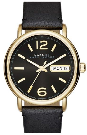  Shop Authentic Marc Jacobs Fergus Black Dial Black Leather Strap Watch for Women - MBM8651 - Luxxuri