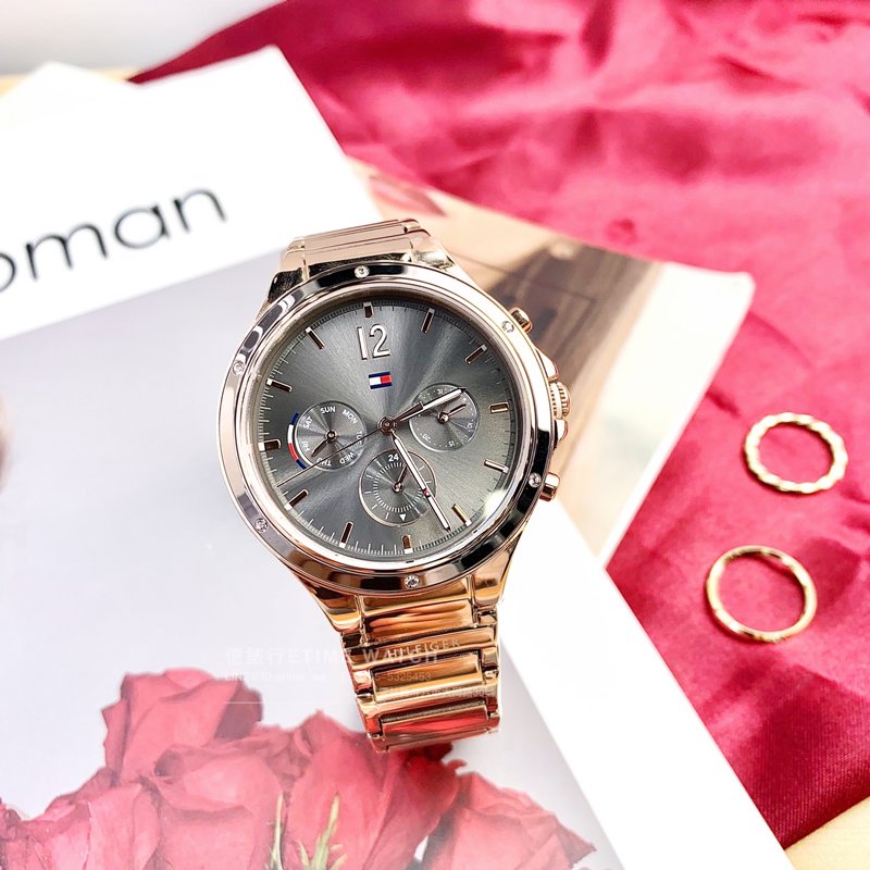  Shop Authentic Tommy Hilfiger Eve Chronograph Quartz Grey Dial Rose Gold Steel Strap Watch For Women - 1782277 - Luxxuri