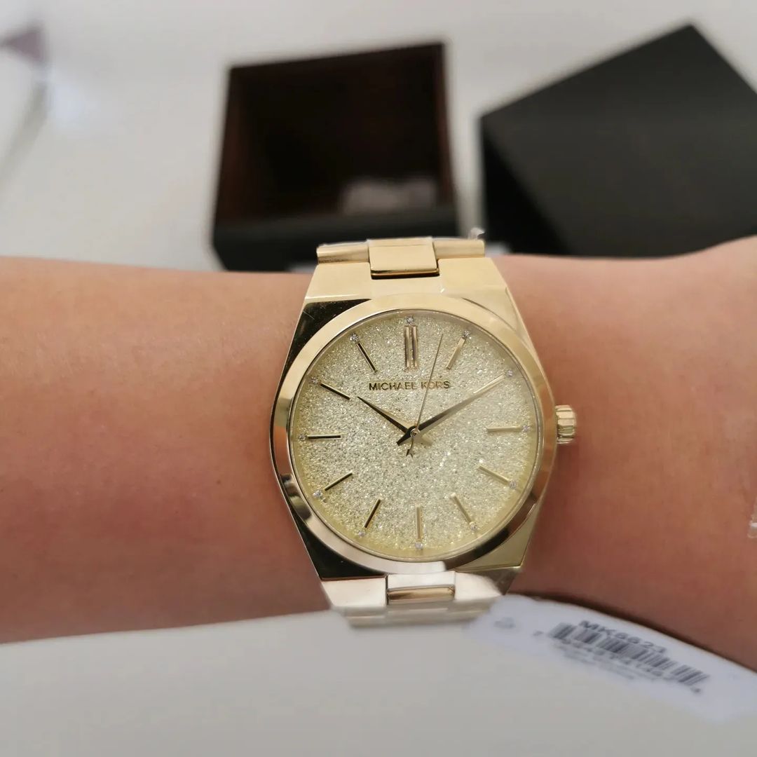 Shop Authentic Michael Kors Channing Quartz Gold Dial Gold Steel Strap Watch For Women - MK6623 - Luxxuri