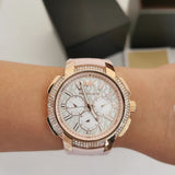  Shop Authentic Michael Kors Sidney Multifunction White Dial Pink Silicone Strap Watch For Women - MK7222 - Luxxuri