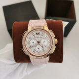  Shop Authentic Michael Kors Sidney Multifunction White Dial Pink Silicone Strap Watch For Women - MK7222 - Luxxuri