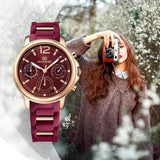  Shop Authentic Tommy Hilfiger Claudia Red Dial Two Tone Steel Strap Watch for Women - 1781744 - Luxxuri
