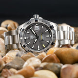  Shop Authentic Tag Heuer Aquaracer Calibre 5 Grey Dial Silver Steel Strap Watch for Men - WBD2113.BA0928 - Luxxuri
