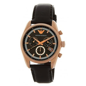  Shop Authentic Emporio Armani Chronograph Gray Dial Brown Leather Strap Watch For Men - AR6043 - Luxxuri
