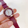  Shop Authentic Emporio Armani Gianni T Bar Crystals Maroon Dial Maroon Leather Strap Watch for Women - AR11487 - Luxxuri