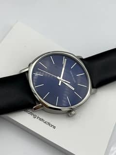  Shop Authentic Calvin Klein High Noon Quartz Blue Dial Black Leather Strap Watch for Men - K8M211CN - Luxxuri