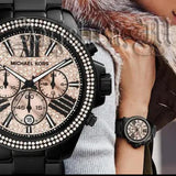  Shop Authentic Michael Kors Wren Chronograph Gold Diamonds Dial Black Steel Strap Watch for Women - MK5879 - Luxxuri