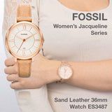  Shop Authentic Fossil Jacqueline White Dial Brown Leather Strap Watch for Women - ES3487 - Luxxuri