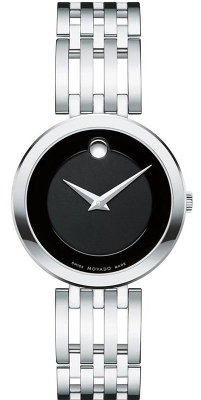  Shop Authentic Movado Esperanza 28mm Black Dial Silver Steel Strap Watch For Women - 0607051 - Luxxuri