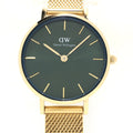  Shop Authentic Daniel Wellington Petite Emerald Green Dial Gold Mesh Strap Watch For Women - DW00100479 - Luxxuri
