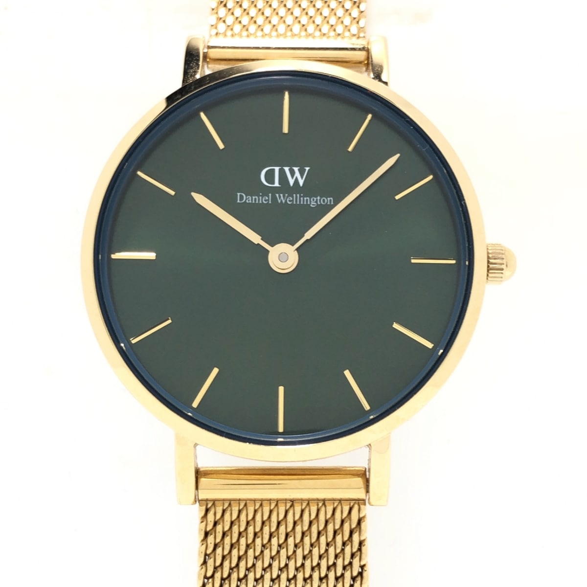  Shop Authentic Daniel Wellington Petite Emerald Green Dial Gold Mesh Strap Watch For Women - DW00100479 - Luxxuri