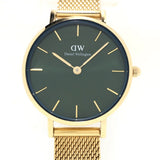  Shop Authentic Daniel Wellington Petite Emerald Green Dial Gold Mesh Strap Watch For Women - DW00100479 - Luxxuri
