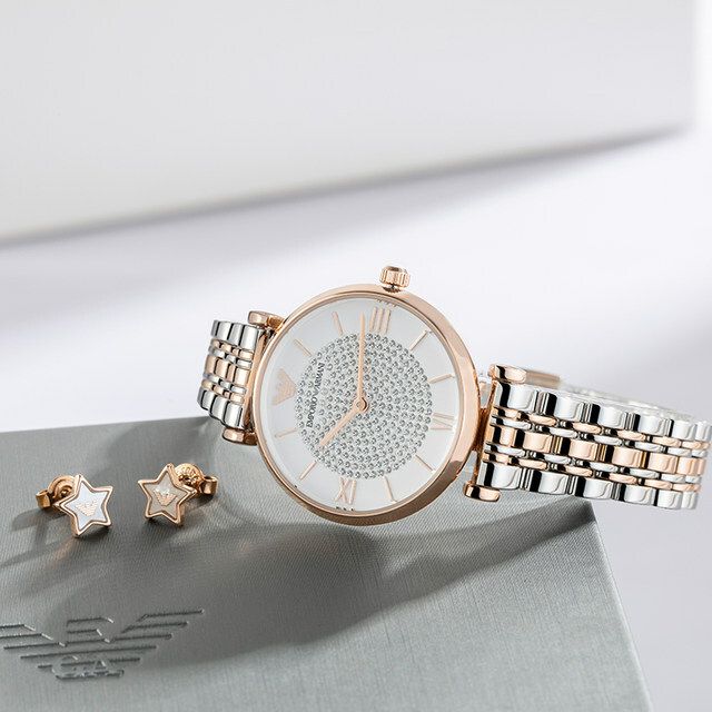  Shop Authentic Emporio Armani Gianni T Bar Quartz White Dial Two Tone Steel Strap Watch For Women - AR80035 - Luxxuri