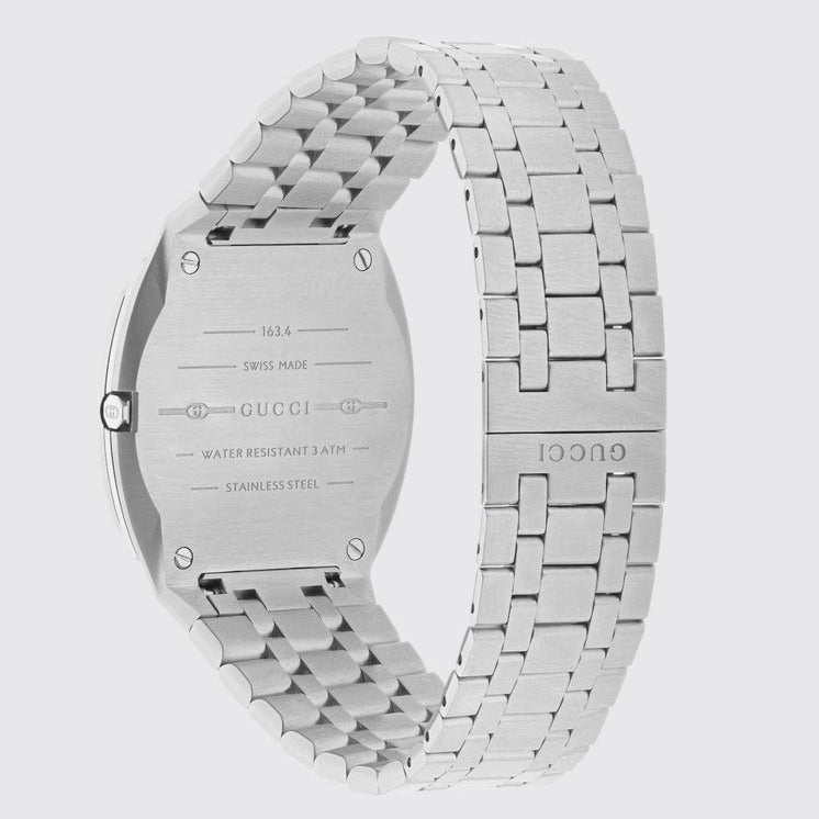  Shop Authentic Gucci 25H Quartz Diamonds Silver Dial Silver Steel Strap Watch for Women - YA163401 - Luxxuri