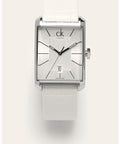  Shop Authentic Calvin Klein Window White Dial White Leather Strap Watch for Men - K2M21120 - Luxxuri