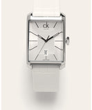  Shop Authentic Calvin Klein Window White Dial White Leather Strap Watch for Men - K2M21120 - Luxxuri