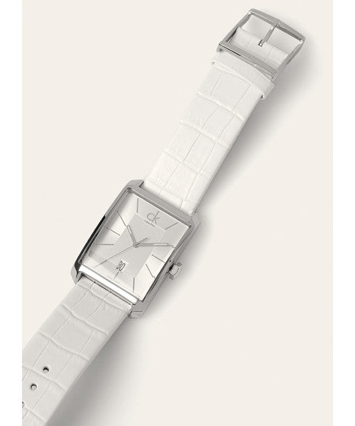  Shop Authentic Calvin Klein Window White Dial White Leather Strap Watch for Men - K2M21120 - Luxxuri