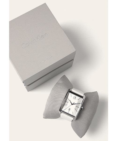  Shop Authentic Calvin Klein Window White Dial White Leather Strap Watch for Men - K2M21120 - Luxxuri