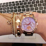  Shop Authentic Michael Kors Runway Chronograph Purple Dial Rose Gold Steel Strap Watch For Women - MK6163 - Luxxuri