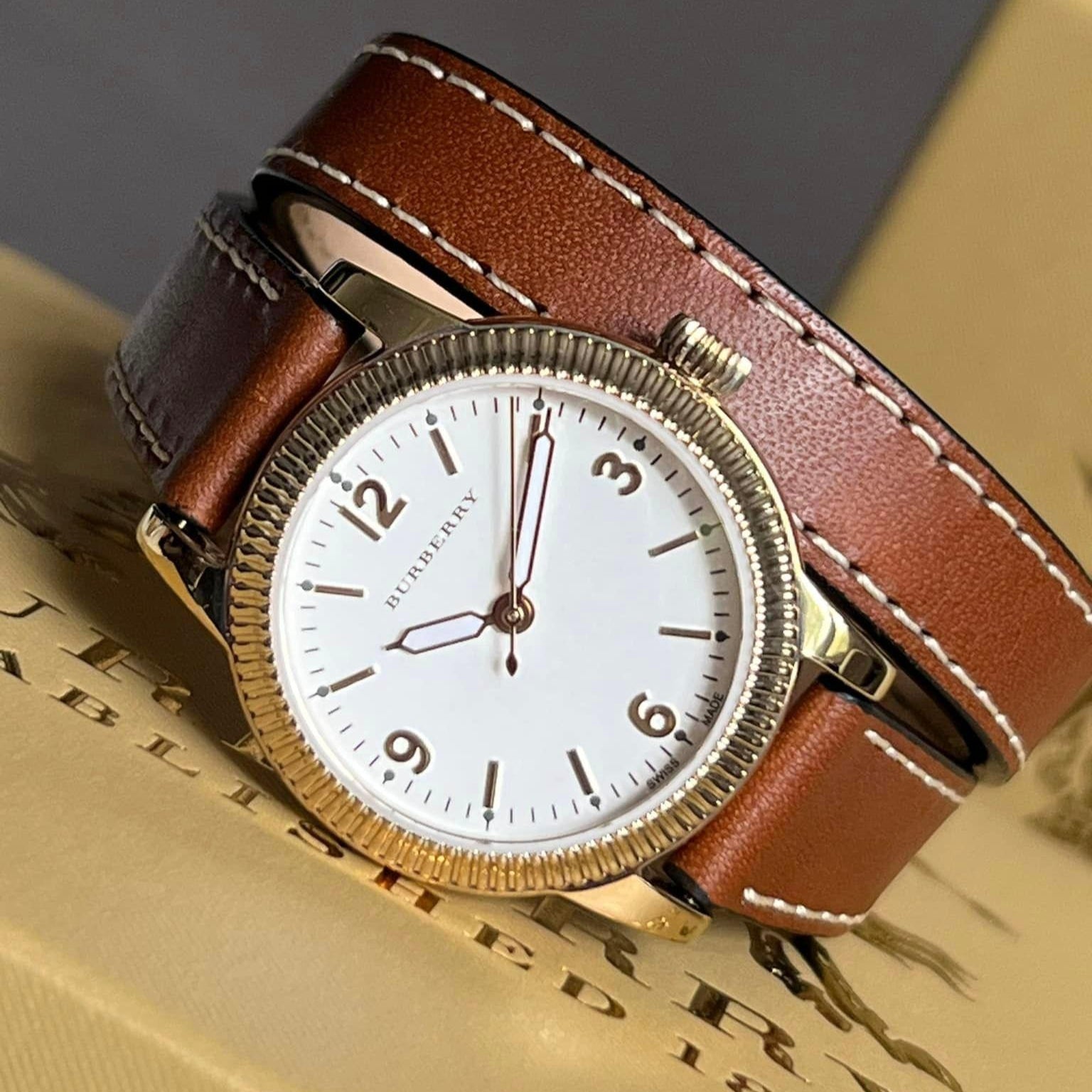  Shop Authentic Burberry Utilitarian White Dial Brown Leather Strap Watch for Women - BU7850 - Luxxuri