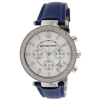  Shop Authentic Michael Kors Parker White Dial Navy Blue Leather Strap Watch for Women - MK2293 - Luxxuri
