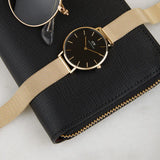  Shop Authentic Daniel Wellington Classic Petite Black Dial Gold Mesh Bracelet Watch For Women - DW00100347 - Luxxuri