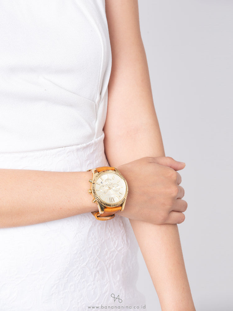  Shop Authentic Michael Kors Lexington Chronograph Gold Dial Brown Leather Strap Watch For Men - MK8447 - Luxxuri