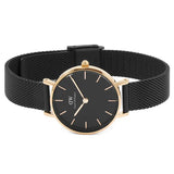  Shop Authentic Daniel Wellington Petite Ashfield Black Dial Black Mesh Strap Watch for Women - DW00100307 - Luxxuri