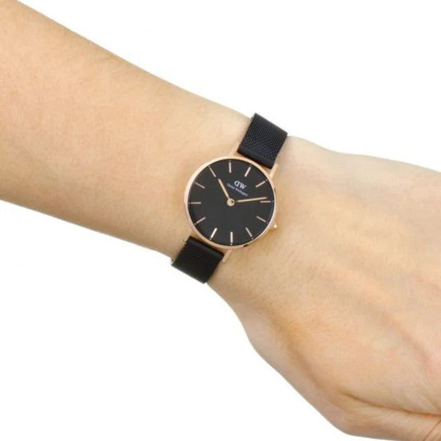  Shop Authentic Daniel Wellington Petite Ashfield Black Dial Black Mesh Strap Watch for Women - DW00100307 - Luxxuri