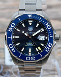  Shop Authentic Tag Heuer Aquaracer Calibre 5 Blue Dial Silver Steel Strap Watch for Men - WAY201B.BA0927 - Luxxuri
