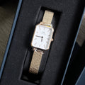  Shop Authentic Daniel Wellington Quadro Melrose White Dial Gold Mesh Strap Watch For Women - DW00100431 - Luxxuri