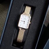  Shop Authentic Daniel Wellington Quadro Melrose White Dial Gold Mesh Strap Watch For Women - DW00100431 - Luxxuri