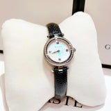  Shop Authentic Gucci Diamantissima Diamonds Mother of Pearl Dial Black Leather Strap Watch For Women - YA141511 - Luxxuri