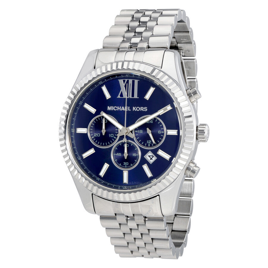  Shop Authentic Michael Kors Lexington Chronograph Blue Dial Silver Steel Strap Watch for Men - MK8280 - Luxxuri
