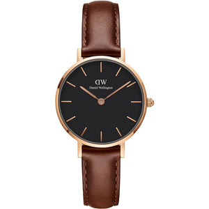  Shop Authentic Daniel Wellington Classic Petite St Mawes Black Dial Brown Leather Strap Watch For Women - DW00100225 - Luxxuri