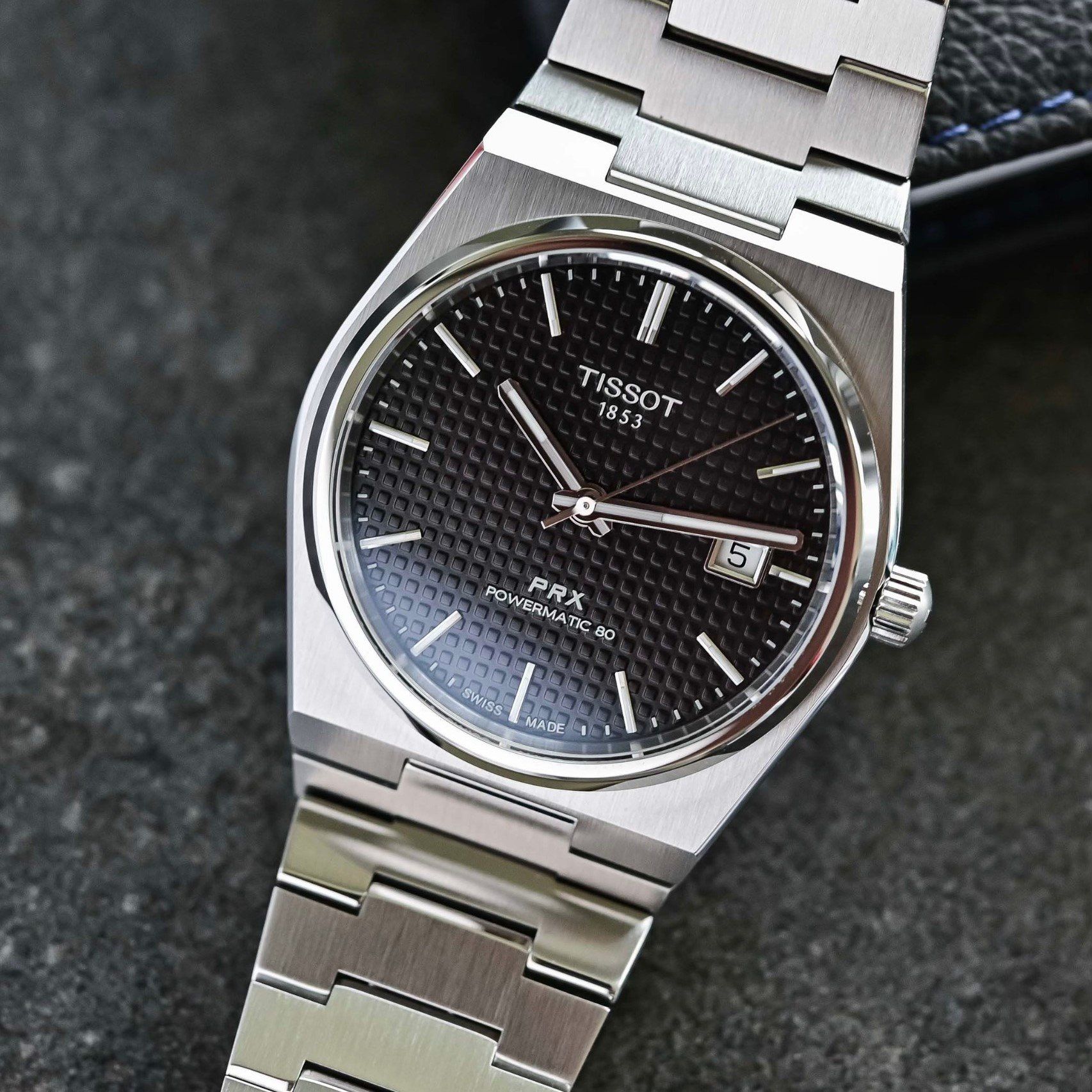 Tissot PRX Powermatic 80 Black Dial Silver Steel Strap Watch for Men - T137.207.11.051.00