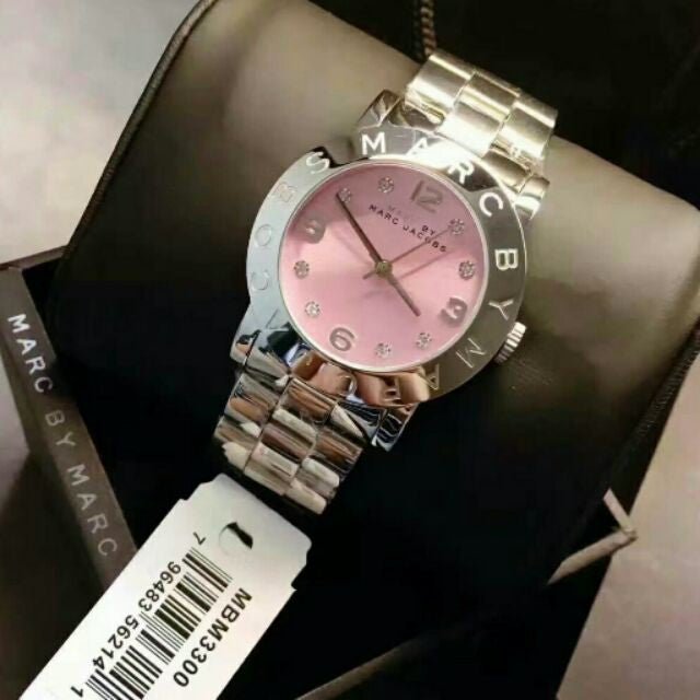 Shop Authentic Marc Jacobs Amy Life Pink Dial Silver Steel Strap Watch for Women - MBM3300 - Luxxuri