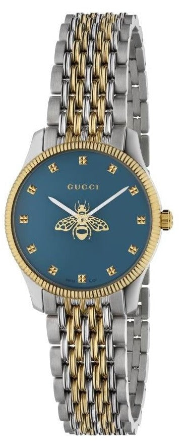  Shop Authentic Gucci G Timeless Quartz Blue Dial Two Tone Steel Strap Watch For Women - YA1265029 - Luxxuri