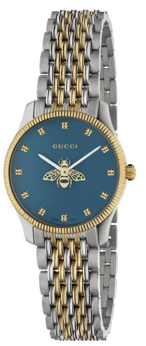  Shop Authentic Gucci G Timeless Quartz Blue Dial Two Tone Steel Strap Watch For Women - YA1265029 - Luxxuri