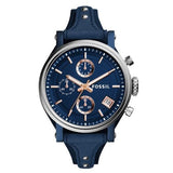  Shop Authentic Fossil Boyfriend Sport Chronograph Blue Dial Blue Leather Strap Watch for Women - ES4113 - Luxxuri