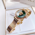  Shop Authentic Versace Palazzo Empire Greca Green Dial Gold Mesh Bracelet Watch for Women - VEDV00819 - Luxxuri