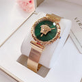 Shop Authentic Versace Palazzo Empire Greca Green Dial Gold Mesh Bracelet Watch for Women - VEDV00819 - Luxxuri